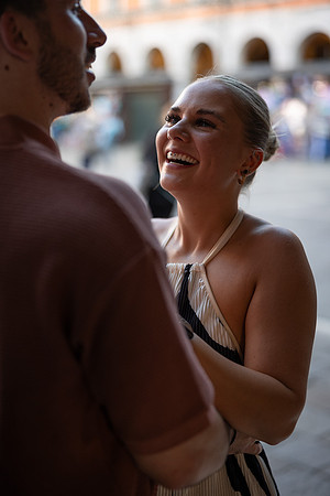 Laughing together after Venice engagement