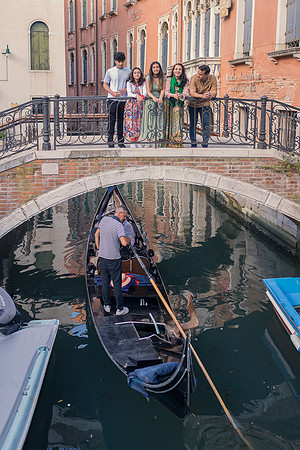Family posing by Venice canal