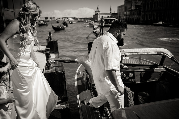 Christening procession in Venice canals