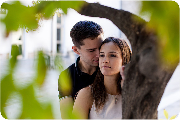 Elegant couple posing near Palazzo Cavalli in Venice