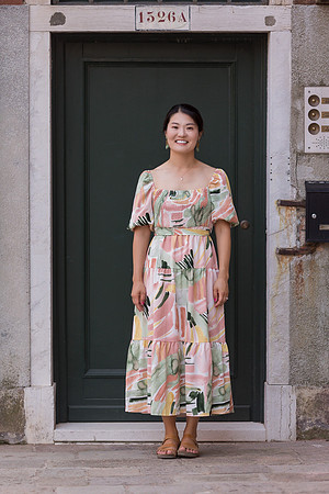 Mother portrait during family vacation in Venice