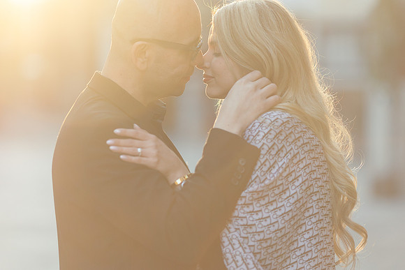 Sunset silhouette of a couple in Venice