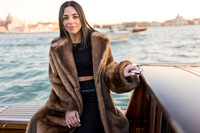 Portrait of a woman on a water taxi near St. George Island, Venice