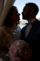 Close up of bride and groom