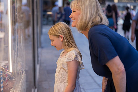 Grandmother and granddaughter sharing a moment