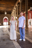Family photo under the Rialto arches in Venice