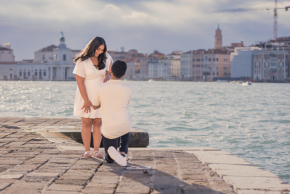 A romantic engagement in the heart of Venice with breathtaking views.