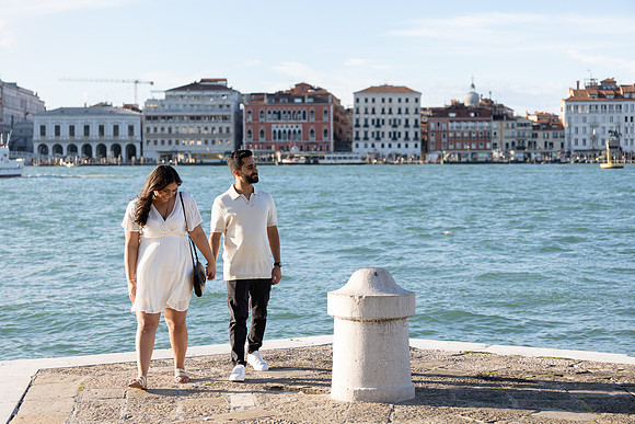 A magical engagement moment set against the historic charm of Venice.
