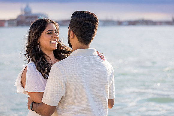 A heartwarming embrace after the life-changing question is asked in Venice.