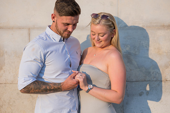The golden hues of Venice set the stage for this beautiful engagement.