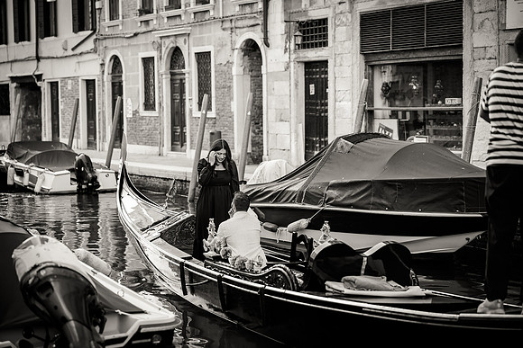 Couple on a gondola in Venice