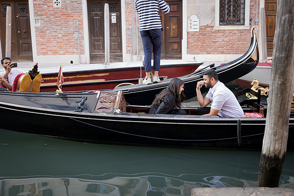 Venetian buildings viewed from a gondola