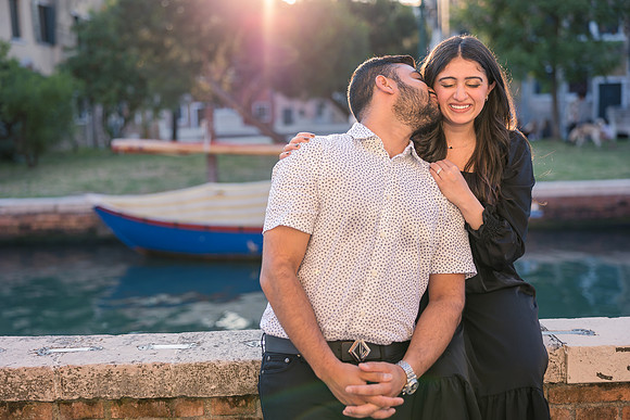Close up portrait of a couple in Venice