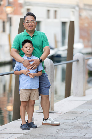 Father and son sharing a moment in Venice