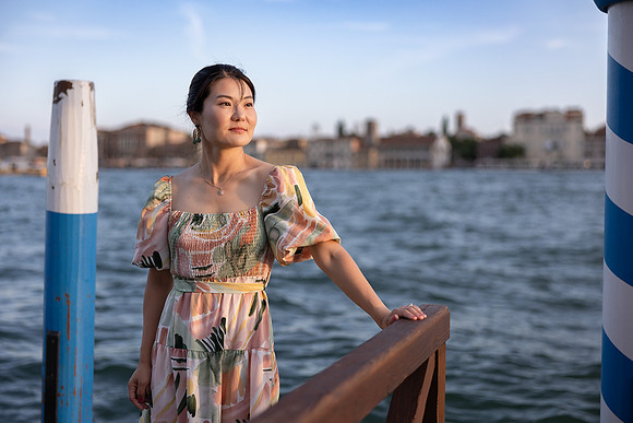 Portrait of family during vacation in Venice