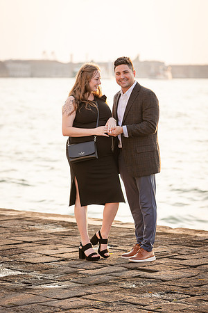 Engagement celebration at sunset on San Giorgio island