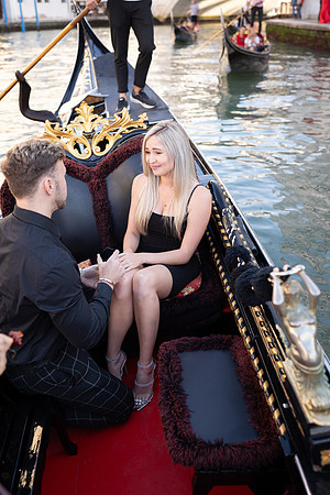 Woman saying yes to proposal on gondola