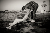 Black and white embrace after Venice proposal