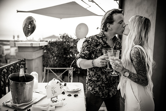 Black and white toast celebration at St. Regis rooftop