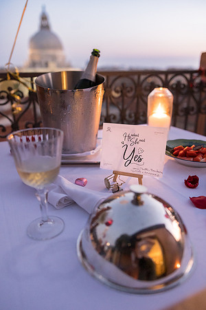 Table set for rooftop celebration at St. Regis Venice