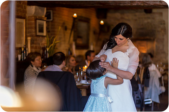 Bride dancing with her daughter during the wedding reception in Venice.