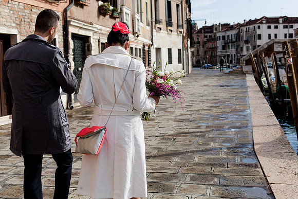 Bride and groom departing for ceremony