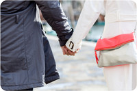 Bride groom holding hands wedding day
