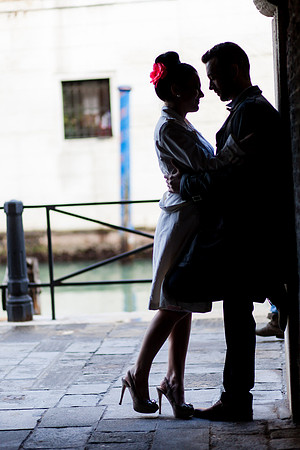 Romantic kiss floral background Venice