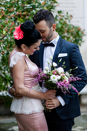 Close moment bride groom outdoors