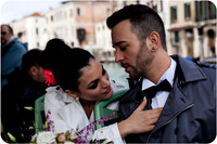 Romantic moment bride groom Venice