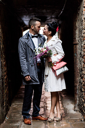 Romantic kiss Venetian alley