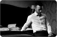 Reflection of groom before Venice elopement