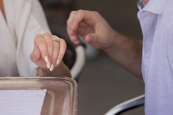 Couple sharing a romantic glance after proposal