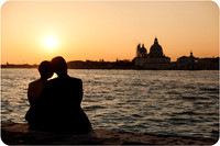 romantic sunset in venice