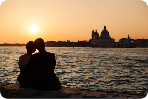 romantic sunset in venice