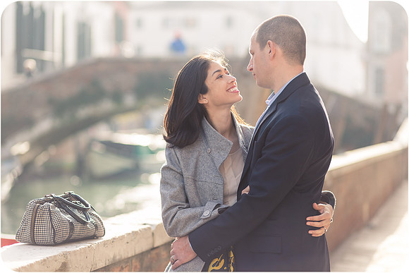 Extreme close up of a couple's face in a winter Venice shoot