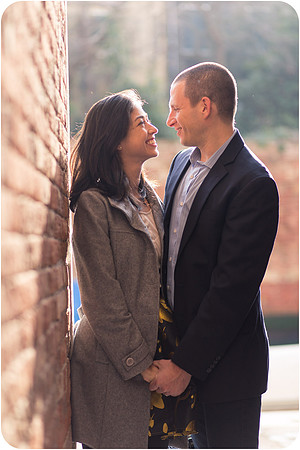 A couple sharing an intimate moment in a winter Venice street