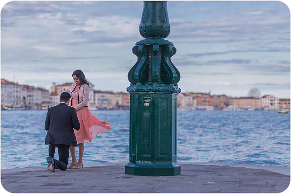 Romantic proposal setting at Punta della Dogana