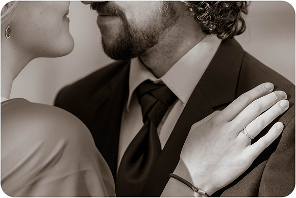 A timeless black and white image capturing the elegance of their love.