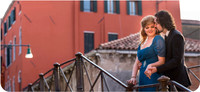 The couple walks together on the iconic Ponte Chiodo after the proposal.