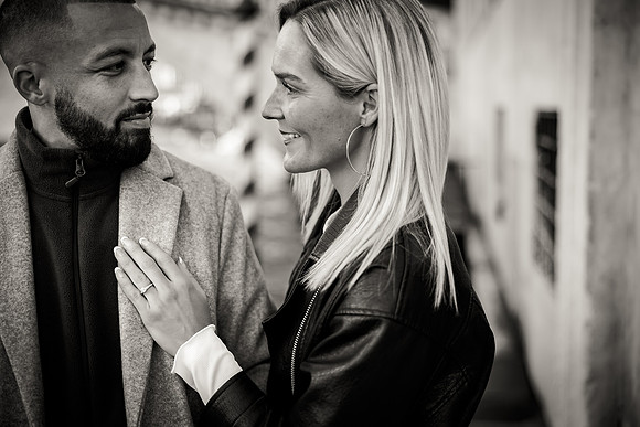 A close-up of the engagement ring as the couple cherishes their moment.