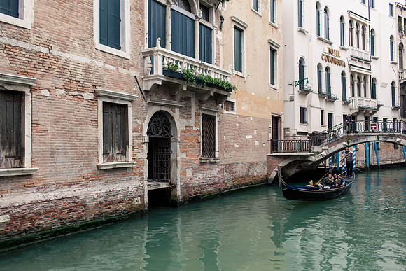 Gondola ride in quiet Venetian canal