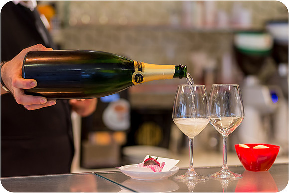 Champagne toast during wedding reception