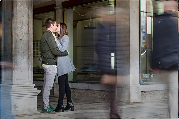 Couple embracing in Venice
