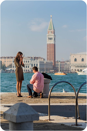 A heartfelt yes under the golden glow of the sunset in Venice.
