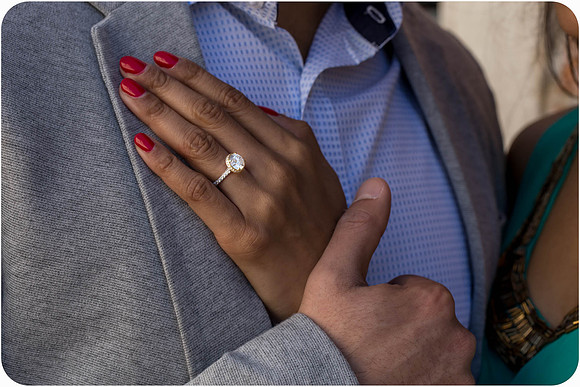 Engagement ring close-up in Venice