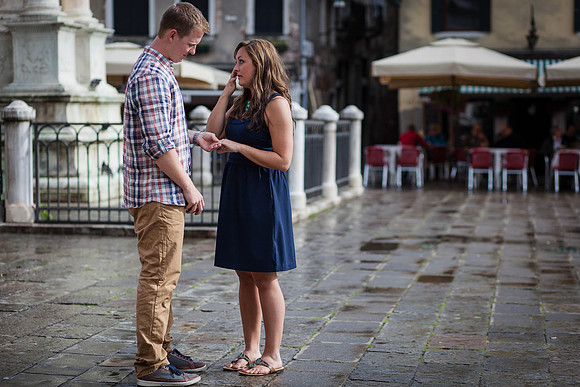 A breathtaking engagement moment with the charm of Venice all around.