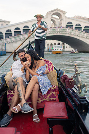 Relaxing on a gondola in Venice