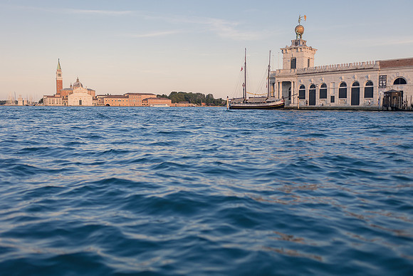view of venice at sunset from a gondola