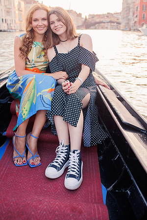 Family enjoying a view along the Grand Canal.